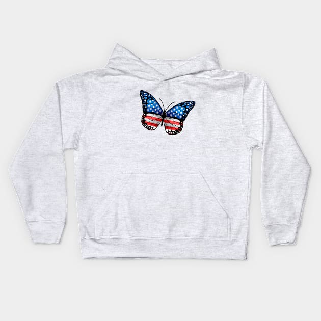 Patriotic USA Butterfly With EEUU Flag Kids Hoodie by bestcoolshirts